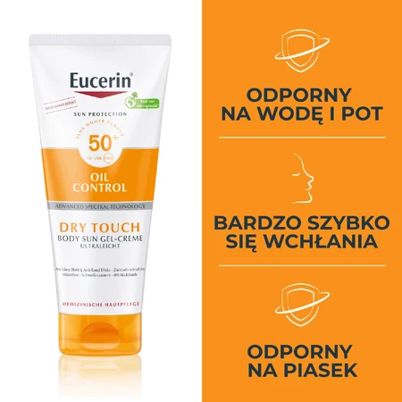 Eucerin Sun Protection Oil Control, gel-crema corporal ultraligero, FPS 50+, 200 ml