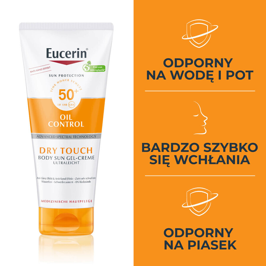 Eucerin Sun Protection Oil Control, gel-crema corporal ultraligero, FPS 50+, 200 ml