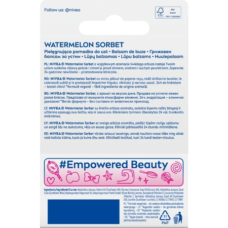 Nivea Disney Princess, verzorgende lippenstift, watermeloen sorbet, Vaiana, 4.8 g