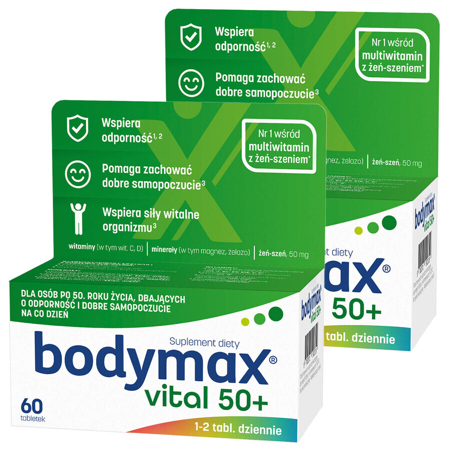 Bodymax Vital 50+ set, 60 tablets + 60 tablets for 1 penny