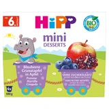 HiPP Mini Dessert Bio, pomme, myrtille, grenade, après 6 mois, 4 x 100 g