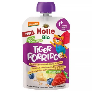 Holle Mousse en tubo Bio, Tigre, plátano y arándanos + avena y quinoa, a partir de 1 año, 110 g