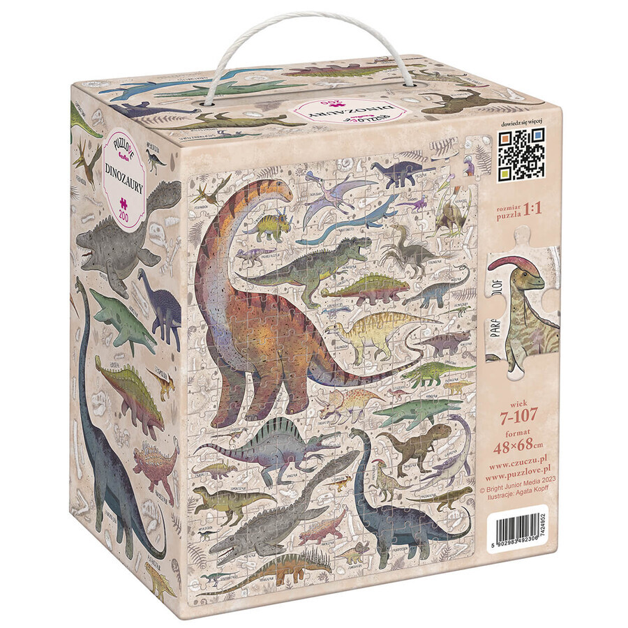 CzuCzu Puzzlove Dinosaures, puzzles pour enfants, à partir de 7 ans, 200 éléments