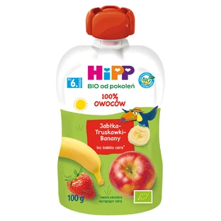 HiPP Bio fruitmousse, appel, aardbei, banaan, na 6 maanden, 100 g