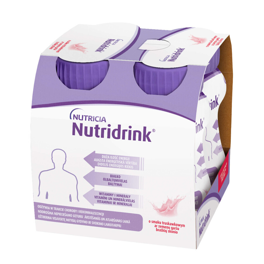 Set Nutridrink, formula nutrizionale, gusto fragola, 12 x 125 ml + 125 ml in omaggio
