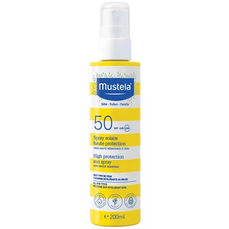 Mustela Sun Bebe Enfant-Famille, face and body sunscreen spray, SPF 50, 200 ml + free beach backpack