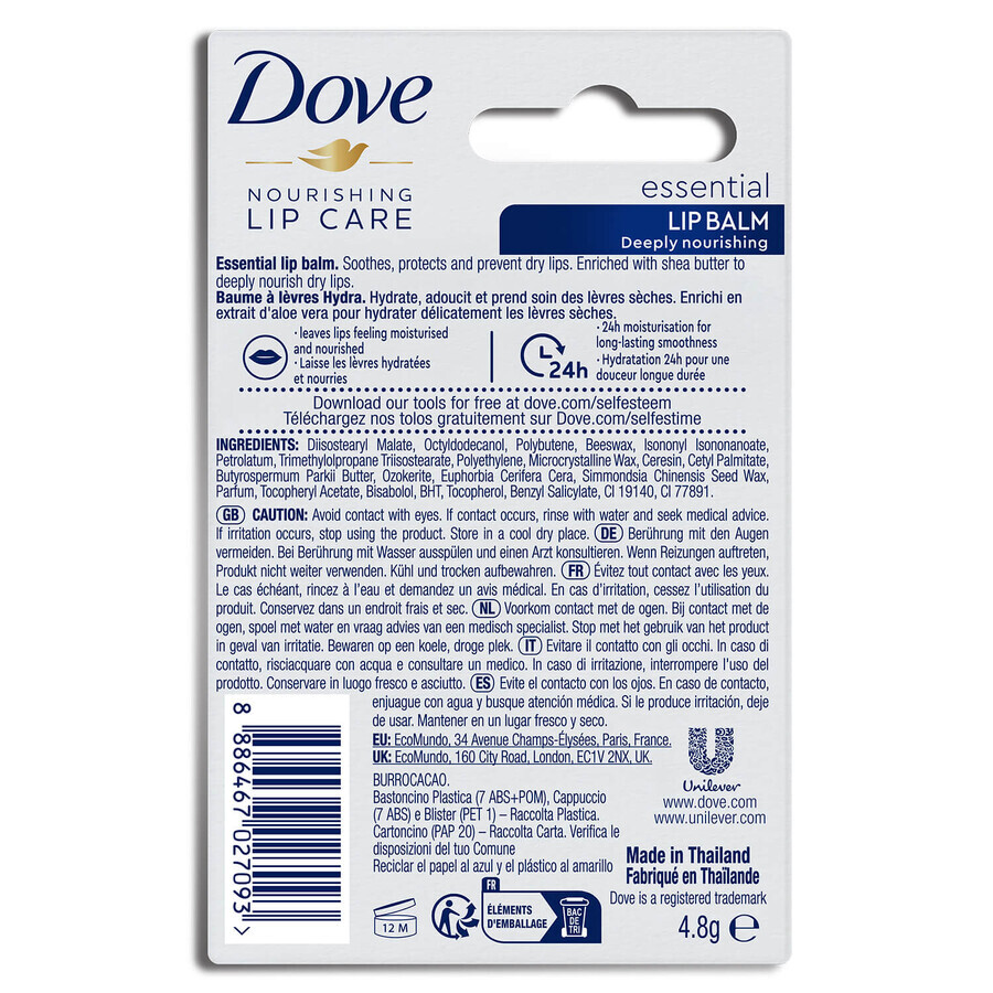 Dove Nourishing Lip Care Essential, lip balm, 4.8 g