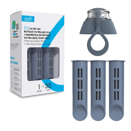 Set Dafi, filtre pour bouteille, 3 pièces + Bouchon de bouteille souple, acier, 1 pièce