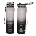 4Fizjo, gourde en tritan, bidon de motivation, noir-gris, 1 l