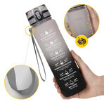 4Fizjo, gourde en tritan, bidon de motivation, noir-gris, 1 l