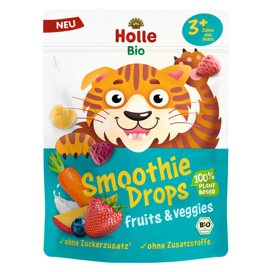Holle Mixture of freeze-dried fruits and vegetables Bio, Smothie Drops, from 3 years, 15 g