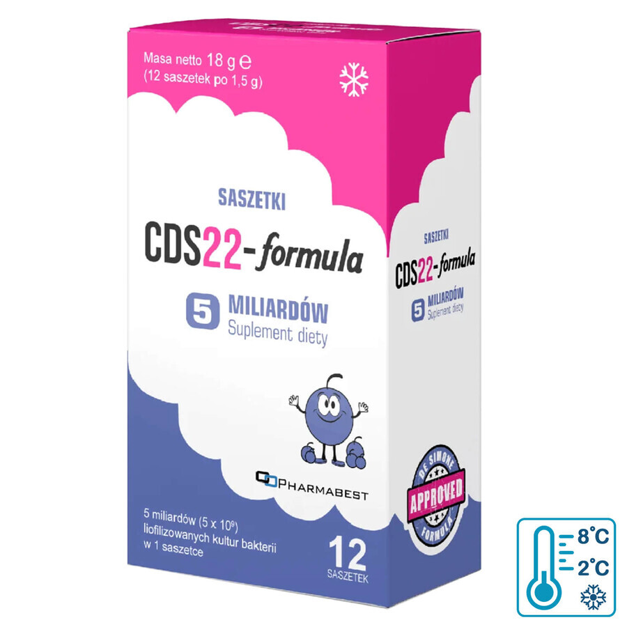 CDS22-Formula 5 miljard (voorheen Vivomixx Sachets), poeder voor orale suspensie, bosbessensmaak, 10 sachets