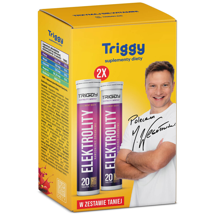 Triggy Electrolytes set, grapefruit-cranberry flavor, 2 x 20 effervescent tablets