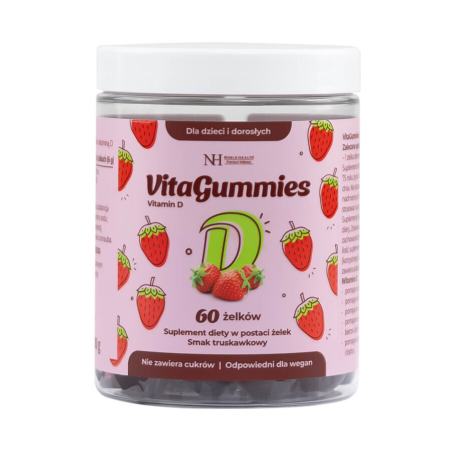 Noble Health VitaGummies Vitamina D, aromă de căpșuni, 60 unități