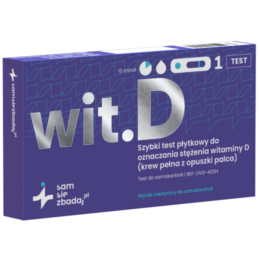 Self-test Vit.D, test rapide pour la détermination de la concentration en vitamine D à partir du sang, des plaquettes, 1 pièce