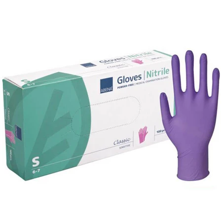 Abena, nitril handschoenen, niet-steriel, poedervrij, paars, maat S, 100 stuks