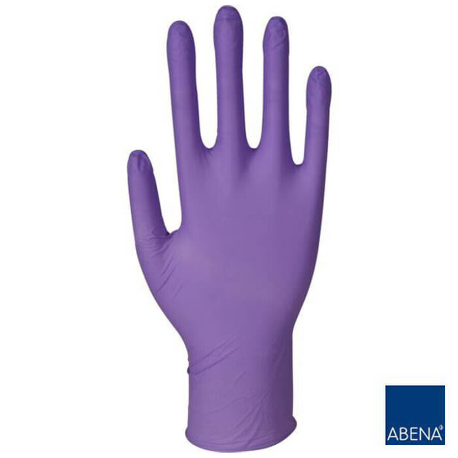Abena, guantes de nitrilo, no estériles, sin polvo, violeta, talla S, 100 unidades