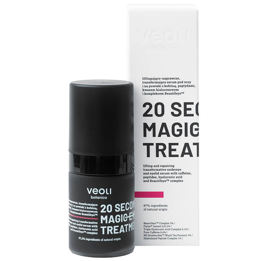 Veoli Botanica 20 Seconds Magic Eye Treatment, ser lifting și reparator pentru ochi și pleoape, 15 ml