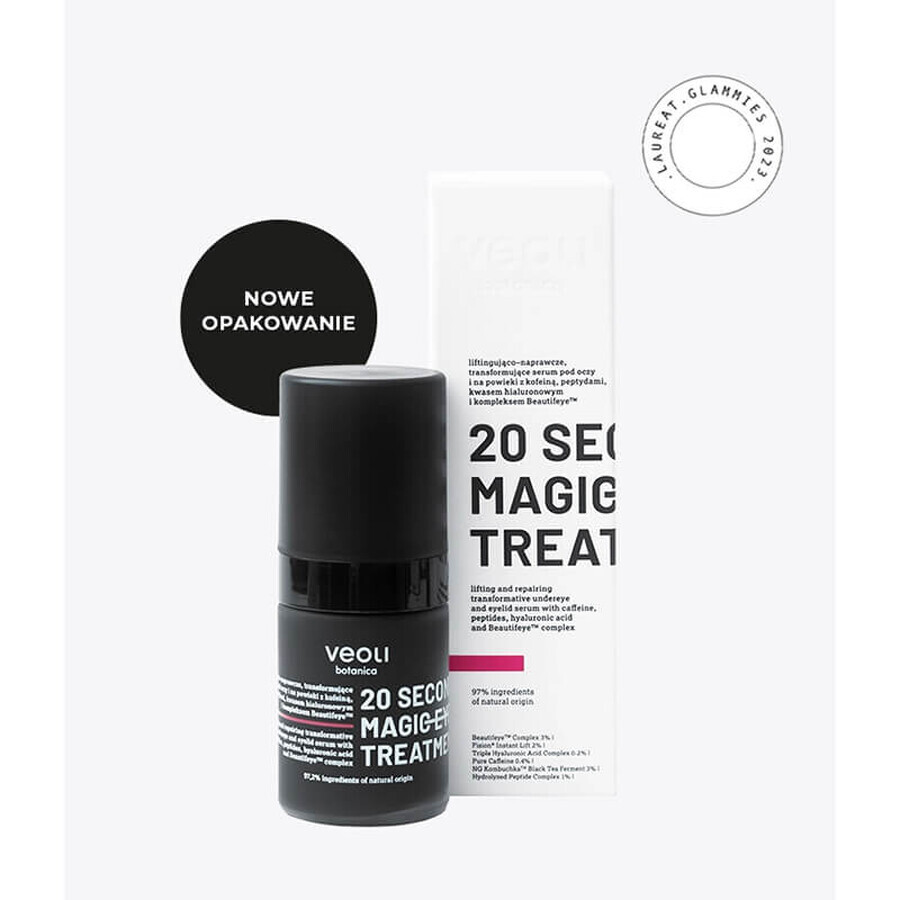 Veoli Botanica 20 Seconds Magic Eye Treatment, ser lifting și reparator pentru ochi și pleoape, 15 ml
