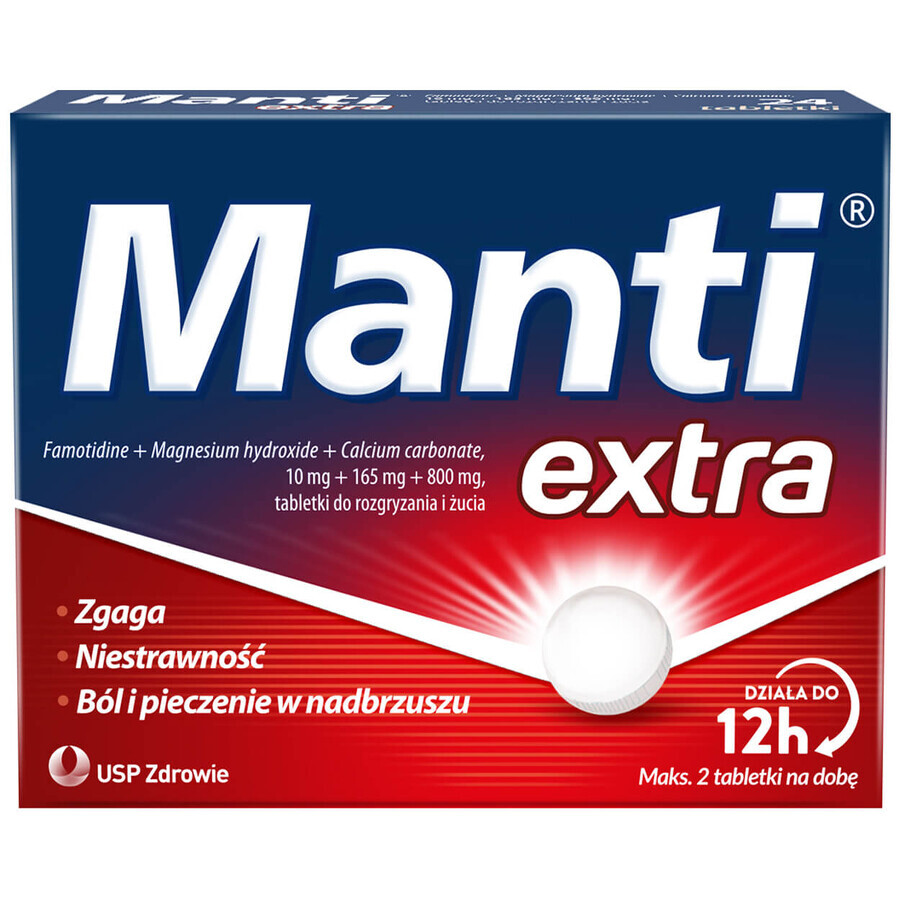 Manti Extra 10 mg + 165 mg + 800 mg, 24 compresse masticabili CONFEZIONE DISTRUTTA