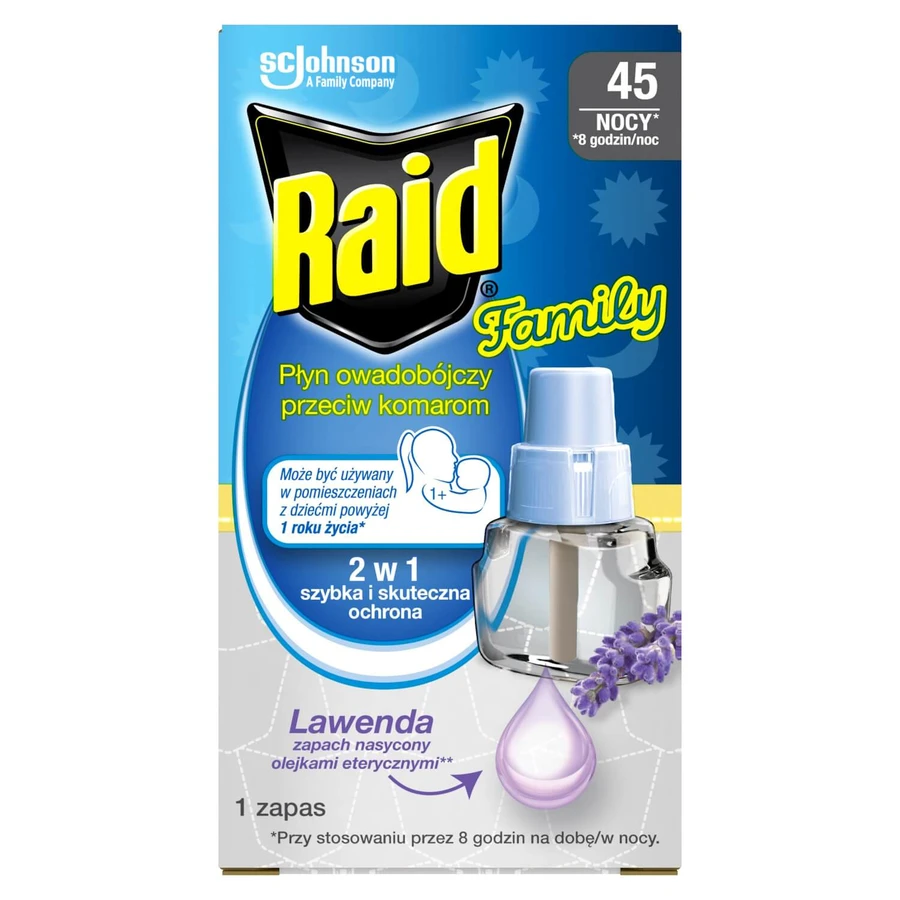 Raid Family, Insektizid gegen Stechmücken, flüssig, Lavendel, Reserve, 27 ml