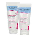 Dexeryl Shower set, shower cleansing cream for babies, children and adults, very dry and atopic-prone skin, 200 ml + nourishing body milk, 200 ml