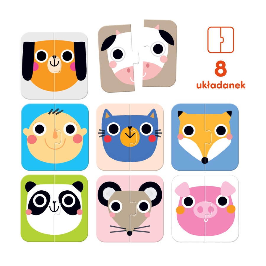 CzuCzu Apilar mitades, puzzle para niños, a partir de 15 meses, Caras, 16 piezas