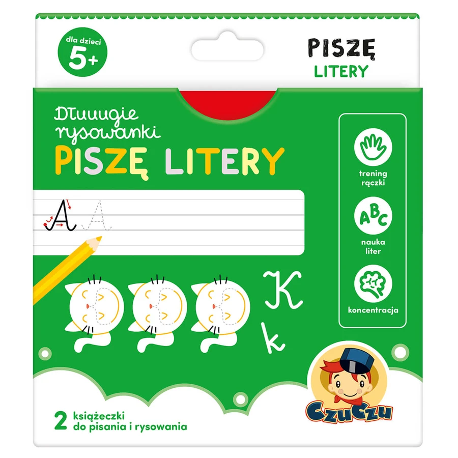 CzuCzu Dłuuugie rysowanki Piszę litery, 2 books for children, from 5 years old