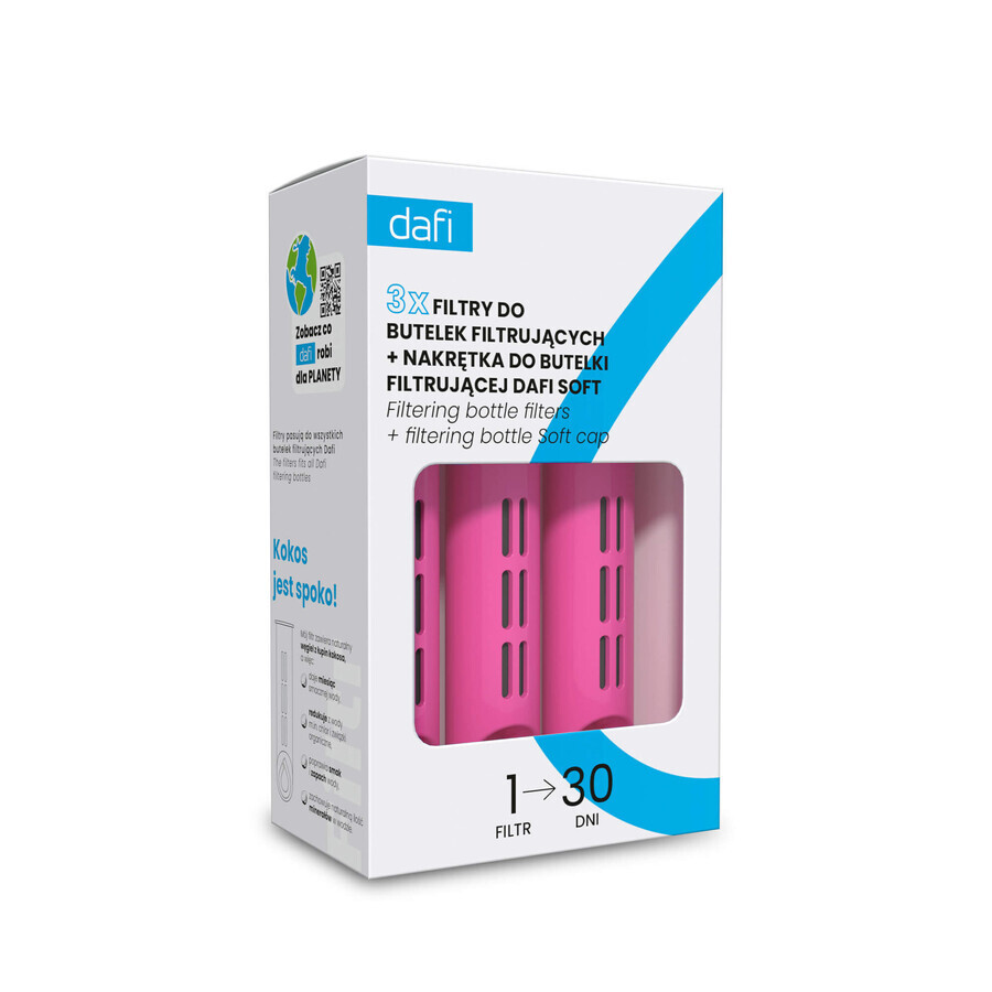 Set Dafi, filtre à bouteille, 3 pièces + bouchon de bouteille souple, flamant rose, 1 pièce
