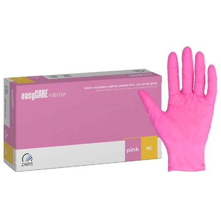 EasyCare Nitrile, gants en nitrile, non stériles, non poudrés, rose, taille M, 100 pièces