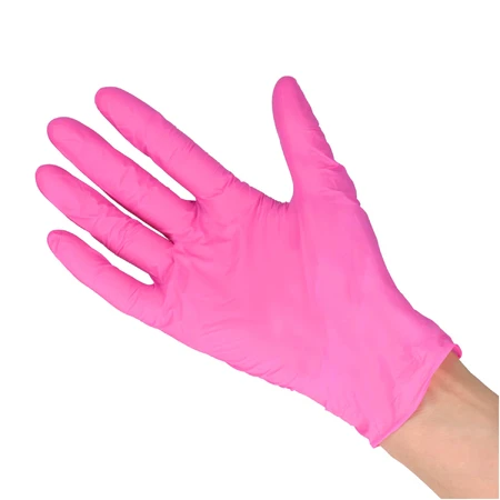 EasyCare Nitrile, gants en nitrile, non stériles, non poudrés, rose, taille M, 100 pièces