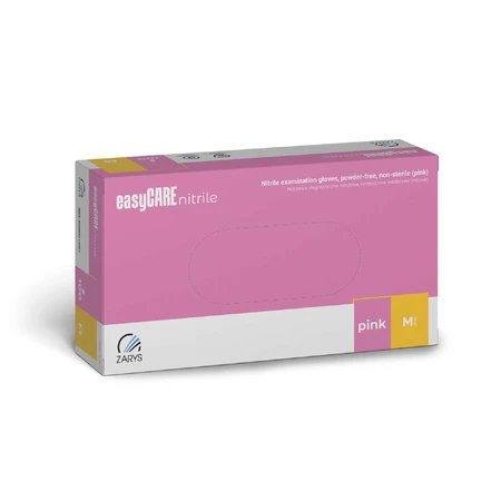 EasyCare Nitrile, gants en nitrile, non stériles, non poudrés, rose, taille M, 100 pièces