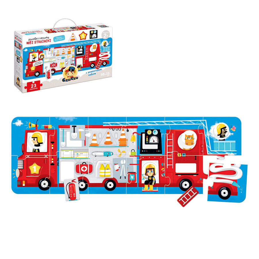 CzuCzu Camion dei pompieri, puzzle a buchi per bambini, da 2 anni, 23 elementi