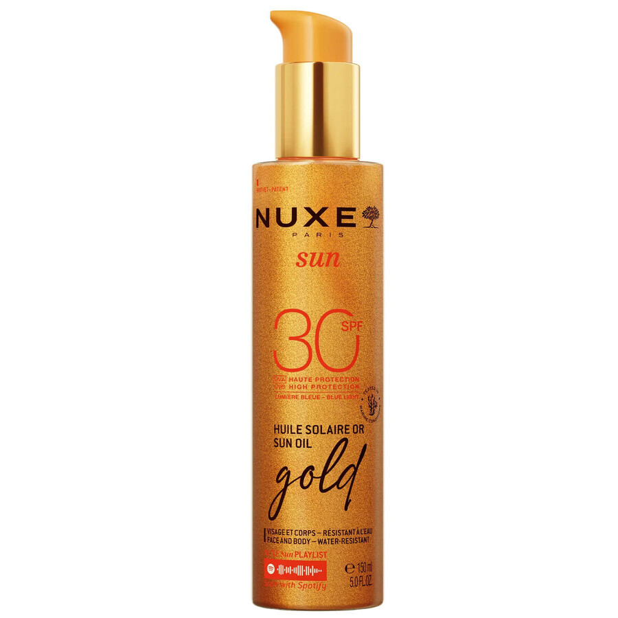 Nuxe Sun, verhelderende bruiningsolie voor gezicht en lichaam, spray, SPF 30, 150 ml + strandtas gratis