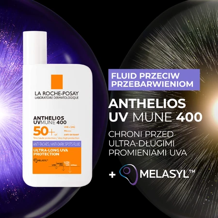 La Roche-Posay Anthelios UVMUNE400, anti-pigmentation fluid with Melasyl, SPF 50+, 50 ml + cosmetic bag free