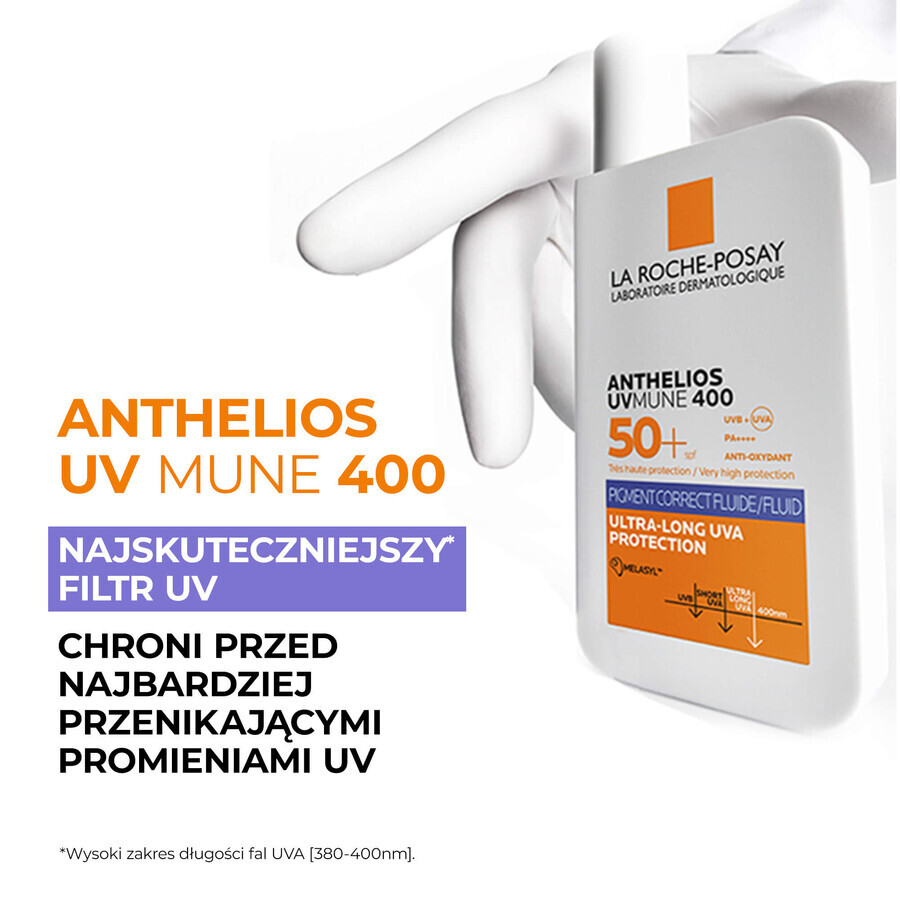 La Roche-Posay Anthelios UVMUNE400, anti-pigmentation fluid with Melasyl, SPF 50+, 50 ml + cosmetic bag free