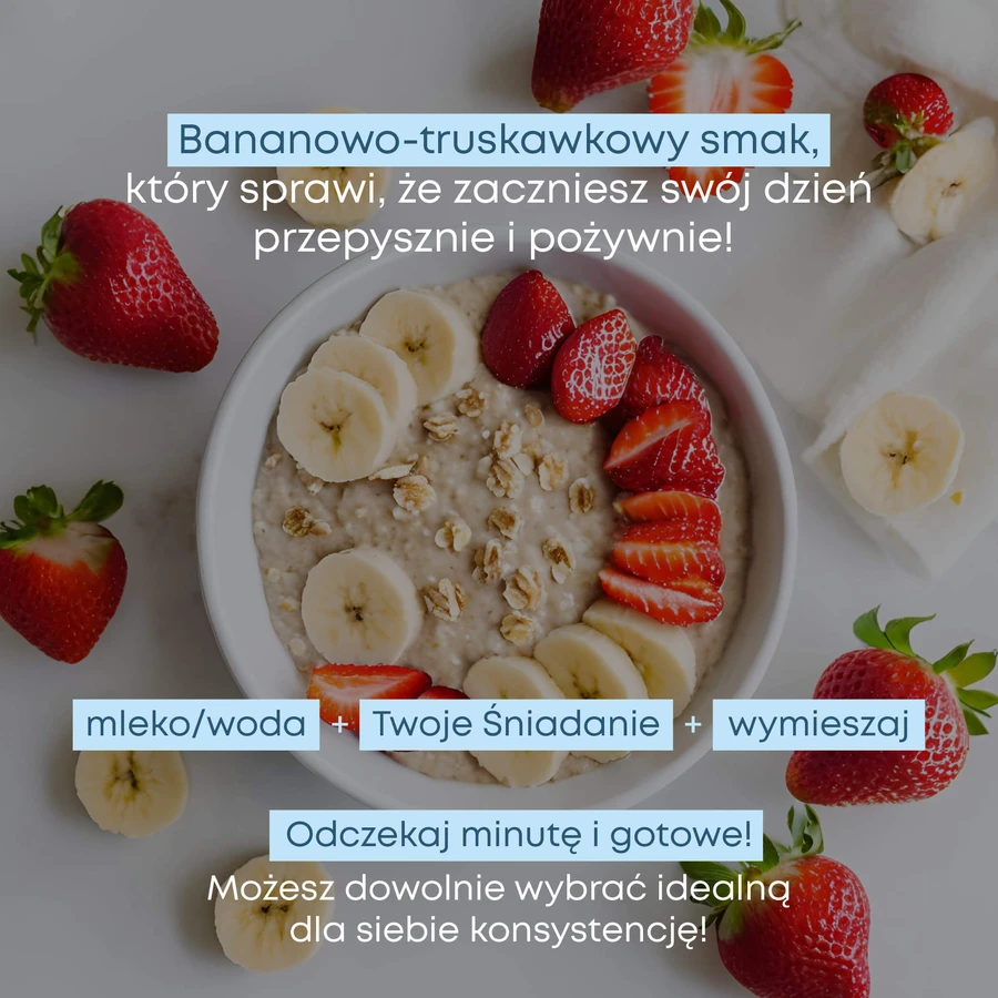Supersonic Your Breakfast, copos de avena proteicos con colágeno sabor plátano y fresa, 420 g
