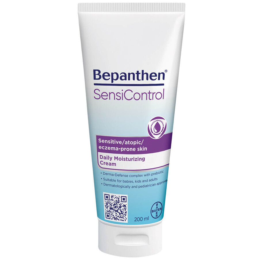 Bepanthen SensiControl, crème hydratante quotidienne pour bébés, enfants et adultes, peau atopique, 200 ml