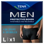 Tena Men Protective Boxer, wiederverwendbare Boxershorts bei leichter Inkontinenz, schwarz, Größe L, 1 Stück
