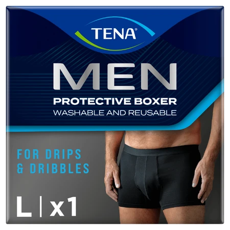 Tena Men Protective Boxer, wiederverwendbare Boxershorts bei leichter Inkontinenz, schwarz, Größe L, 1 Stück
