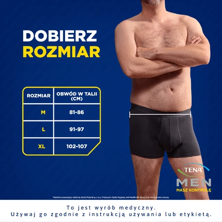 Tena Men Protective Boxer, wiederverwendbare Boxershorts bei leichter Inkontinenz, schwarz, Größe L, 1 Stück