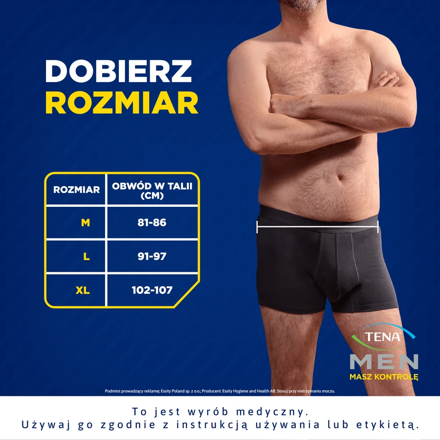 Tena Men Protective Boxer, wiederverwendbare Boxershorts bei leichter Inkontinenz, schwarz, Größe L, 1 Stück