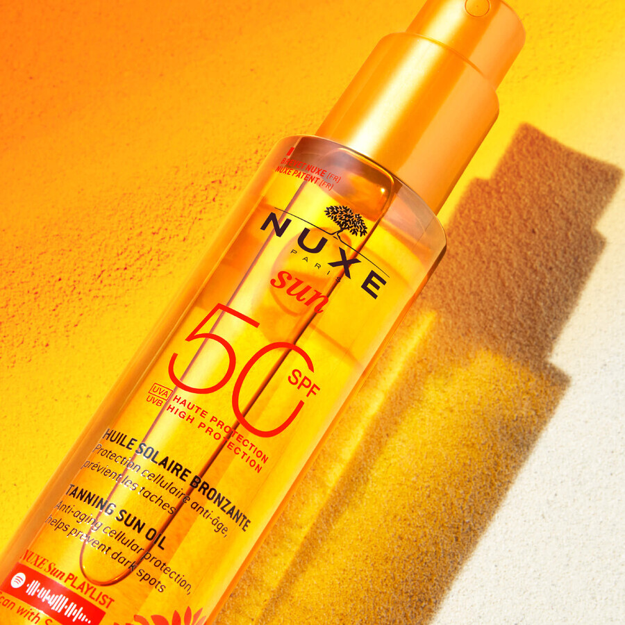 Nuxe Sun, olio abbronzante per viso e corpo, spray, SPF 50, 150 ml + borsa da spiaggia in omaggio