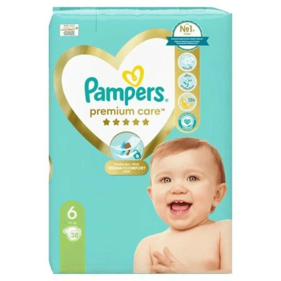 Pañales Premium Care, Nr.6, 13+ kg, 38 pzs, Pampers