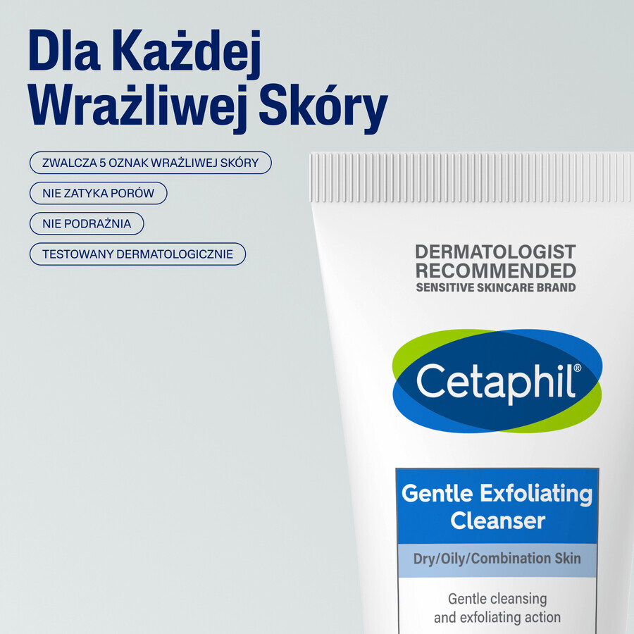 Cetaphil, gel limpiador facial suave con exfoliante, 178 ml + crema hidratante facial con ácido hialurónico, noche, 48 ml gratis