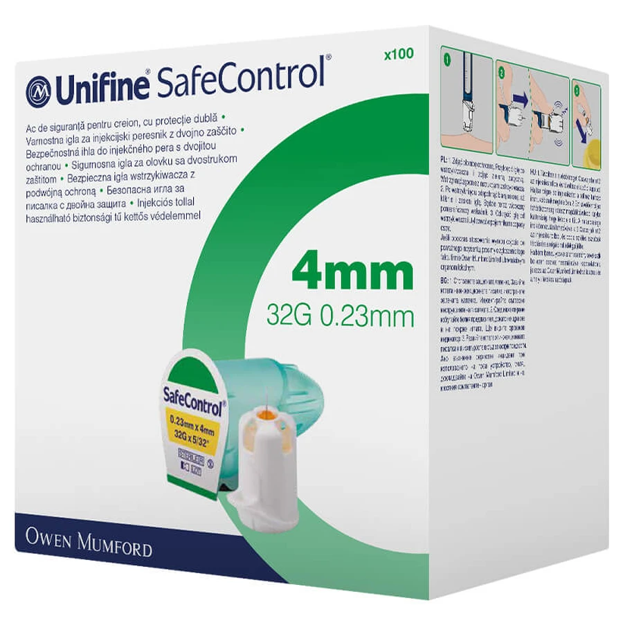 Unifine SafeControl, Pen-Nadeln, 32G, 4 mm, 100 Stück