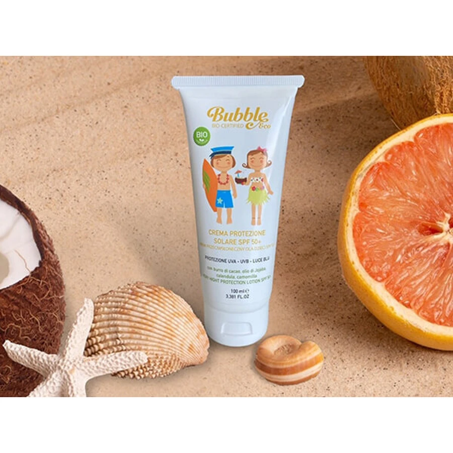 Bubble & Co, crema solar ecológica para niños desde el nacimiento, FPS 50+, 100 ml