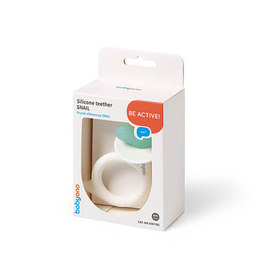 BabyOno, anneau de dentition en silicone, escargot, blanc, dès la naissance, 1 pièce