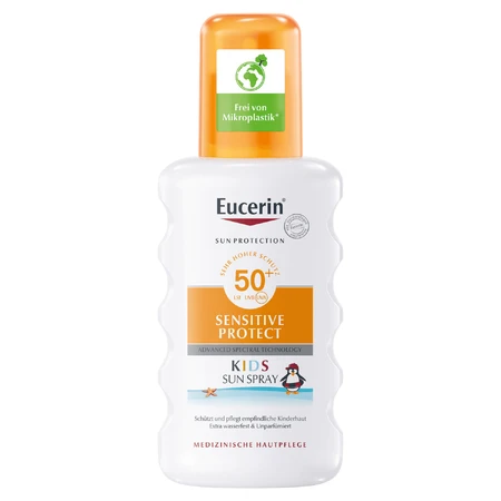 Eucerin Sun Protection Sensitive Protect, spray protector para niños, ultraligero, FPS 50+, 200 ml