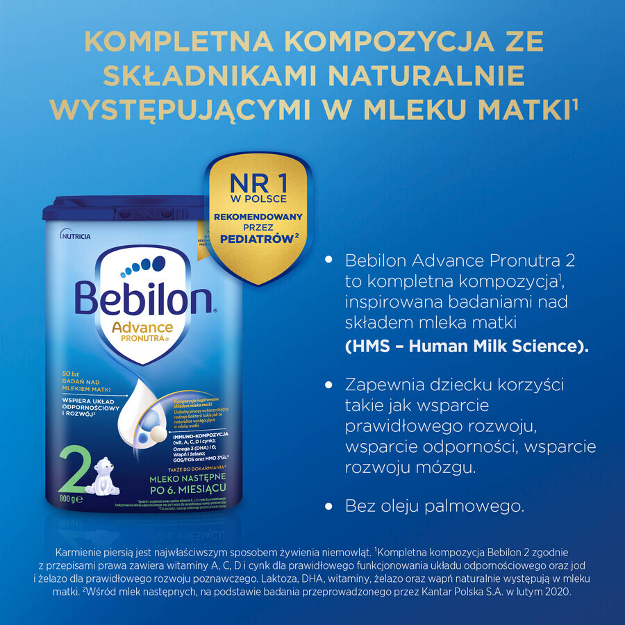 Set Bebilon Advance Pronutra 2, lapte de continuare, peste 6 luni, 2 x 800 g + Canpol Babies, set de jucării de baie, 5 gratuite
